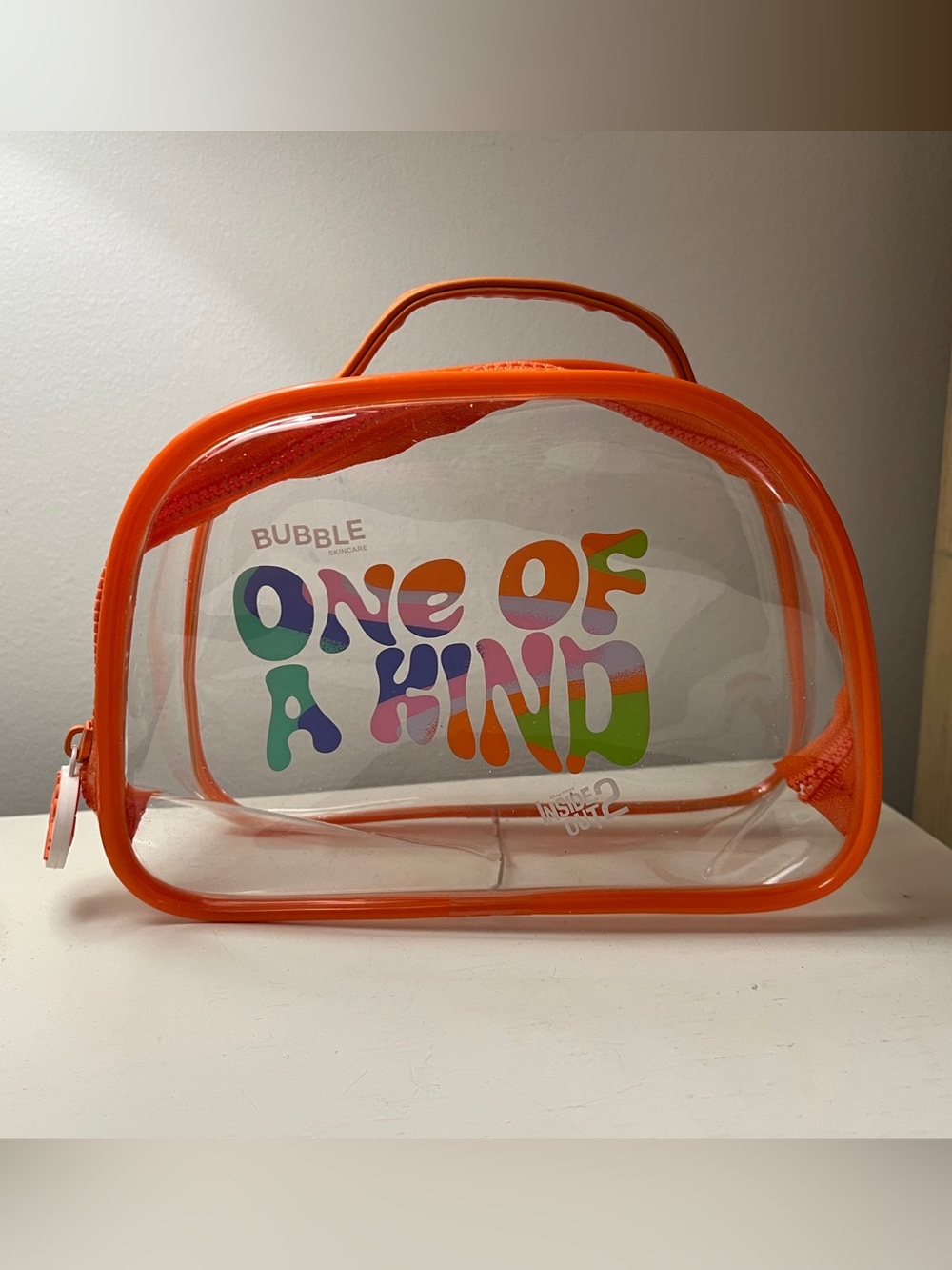 Bubble ‘One of a Kind’ Clear Orange Travel Cosmetic Bag